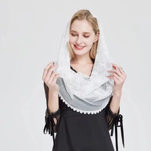 Ivoire Dentelle Femmes <span class=keywords><strong>Catholique</strong></span> <span class=keywords><strong>Mantille</strong></span> Voile pour Église Tête Couverture Masse Latine Velo Mantilla De Novia Negra Chapelle Infinity Veil - Product Image 3