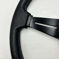 TIYPEOR-Volant de 14 pouces à 6 boulons en cuir PU et rayons en aluminium avec bouton de klaxon