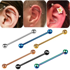 Piercing <span class=keywords><strong>de</strong></span> barra recta <span class=keywords><strong>de</strong></span> acero quirúrgico con rosca externa para lengua, pezón, oreja, hélix, tragus, cartílago e industrial - Product Image 4