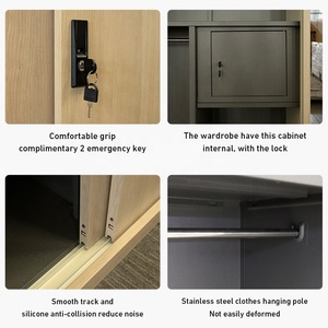 <span class=keywords><strong>Armoire</strong></span> en acier imprimé à 2 portes avec miroir, motif grain de bois, meuble de rangement moderne en métal pour chambre à coucher - Product Image 4