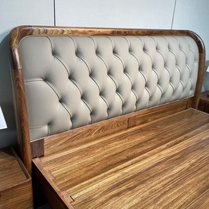 Modern Minimalist Rosewood Solid Wood Bed 1.8M Platform Master Bedroom Upholstered <b>Headboard</b> - Product Image 2