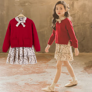 Children Girl Autumn Girls Knit Cotton Long Floral Cotton <strong>Kids</strong> <strong>Dresses</strong> Newest Design From Online Wholesale Shop - Product Image 2