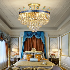 Crystal Chandelier Round E14 LED <b>Light</b> Source Home Living Room Dining Room Bedroom Lighting Switch Control - Product Image 3