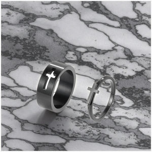 Roestvrijstalen Holle Kruis Mannen En Vrouwen Ring Huwelijk Voorstel Paar Ringen Grensoverschrijdende Verkochte Juwelenvoorraad - Product Image 3