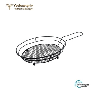 Metal Fry <b>Basket</b> Set Cooking Tools For Camping Outdoor Use Industrial Style Black Wire <b>Mesh</b> Design - Product Image 3