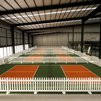 Structure en acier pour terrain de pickleball intérieur, configuration 4 terrains, certifiée AISC, retour sur investissement rapide, directement de l'usine