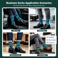 Premium Atmungsaktive Herren Formelle Crew-Socken mit Mehreren Jacquard-Designs, Geschäftskleidungs-Socken Geeignet