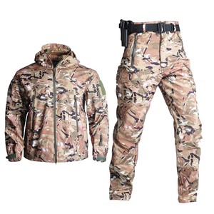Veste tactique pour hommes ensemble extérieur doux pour hommes automne hiver polaire chaud alpinisme coupe-vent costume tactique à capuche ensembles - Product Image 4