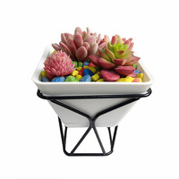 Vente en gros de pots à fleurs carrés écologiques de style farmhouse, créatifs, en PP blanc, pour plantes en pot de table, jardinières familiales 1-3L