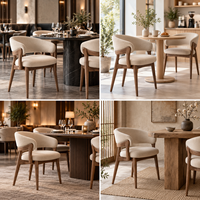 Chaise de salle à manger moderne pour restaurant avec dossier incurvé, revêtement en tissu, structure en bois massif, couleur personnalisée pour hôtel, café