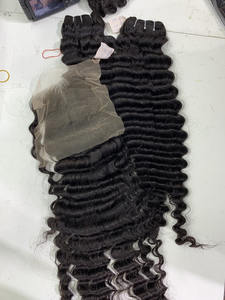 Extensions de cheveux humains de qualité supérieure, vague profonde, 100% vierges, non traitées, couleur naturelle, trame pour salon - Product Image 5