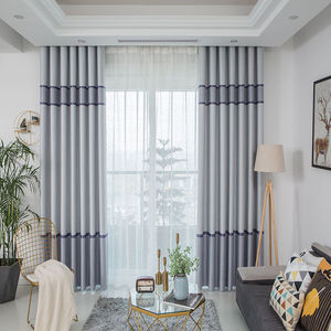 Approvisionnement d'usine en gros, Stock rayé gaufré <span class=keywords><strong>thermique</strong></span> isolé jacquard occultant tissu rideaux de salon - Product Image 2