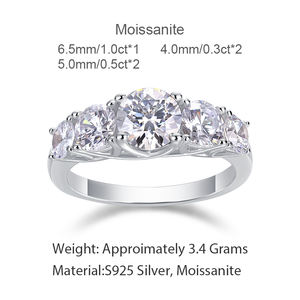 Anillos de plata de compromiso de joyería de diseño clásico, anillo redondo de moissanita brillante, anillo de promesa de boda hipoalergénico - Product Image 6