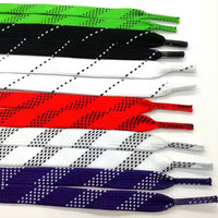 Logo personnalisé en vrac en gros OEM emballage creux plat large en polyester ciré lacets à roulettes pour chaussures de hockey sur glace et de patin