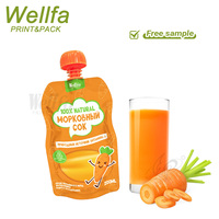 Sachet Doypack de 100 ml et 200 ml pour jus de carotte, avec bec verseur et fenêtre transparente, qualité alimentaire, anti-fuite, pour la vente en gros