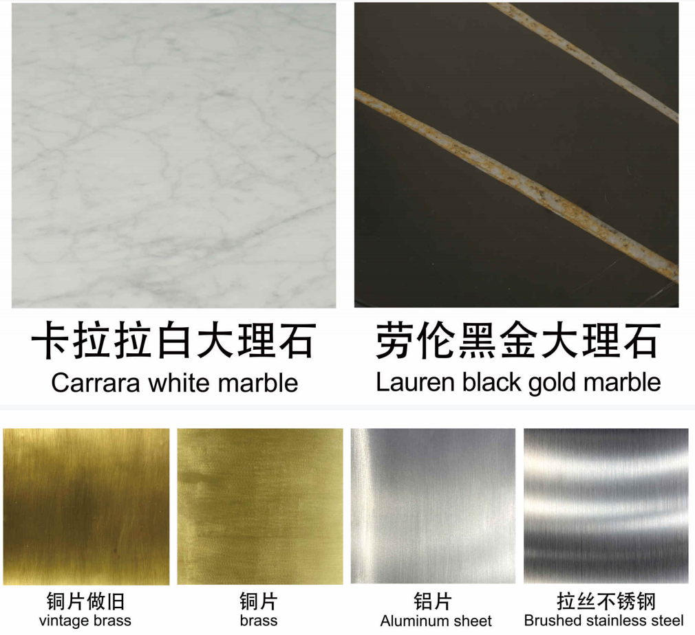 Popular New Style Arrival Design Modern with Mirrored Round Marble Slate Side Console Metal Gold Soffee Table Living Room