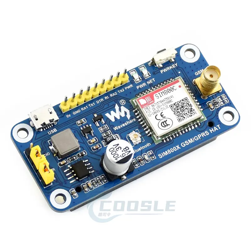 Waveshare-GSM/GPRS/sombrero, basado en SIM800C para Raspberry Pi, enviar mensajes, conectar a Internet inalámbrico