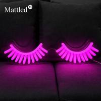 Enseigne néon LED personnalisée pour cils et sourcils roses, idéale pour salon de beauté et décoration murale de chambre à coucher