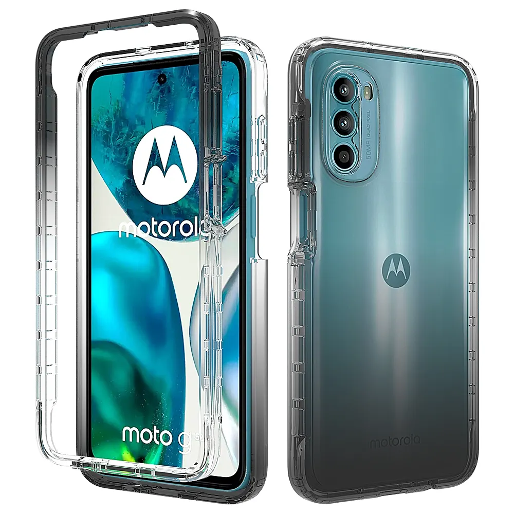 التدرج اللون حقيبة هاتف محمول PC و TPU المزدوج طبقة غطاء جراب لهاتف Motorola G52 / G82