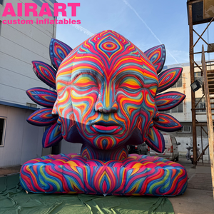 Sculpture géante gonflable en forme de visage artistique aux couleurs psychédéliques pour la scène de festival de musique - Product Image 5
