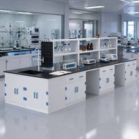 Table d'isolation latérale de laboratoire SCEELAB en PP résistant aux produits chimiques, banc central avec robinet d'évier et support à réactifs en option pour la sécurité en laboratoire