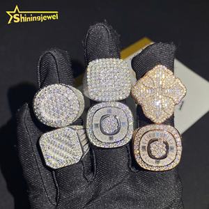 Promo Panas Berbagai Pilihan Cincin Hip Hop Pria Custom Iced Out VVS Moissanite Perak Sterling 925 Cincin Perhiasan Berlian untuk Pria - Product Image 6