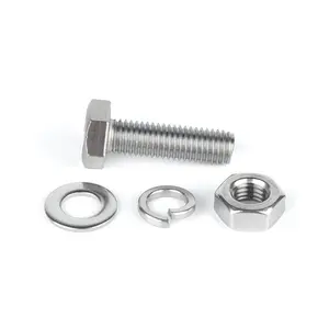 Customization 304 Stainless Steel Tough Strong Not Easy To Deform Hexagonal Screws And Nuts Set Flat Washers