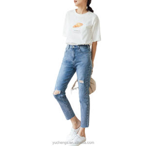 กางเกงยีนส์ผู้หญิงสไตล์บอยเฟรนด์เสียหายได้อย่างง่ายดายสำหรับทุกประเภทของร่างกาย - Product Image 4