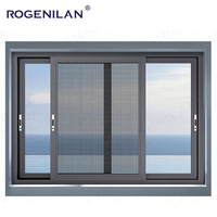 ROGENILAN, Proveedor Chino de Ventanas Corredizas de Aluminio con Rotura de Puente Térmico, Ventanas Corredizas Horizontales de Doble Acristalamiento con Mosquitera