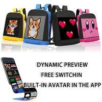 Tas Ransel LED Pintar dengan Lapisan Katun, Tas Sekolah yang Dapat Diprogram dengan Layar Digital, Tipe Penutup Ritsleting