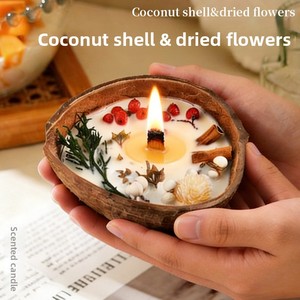 Bougie artisanale parfumée en coquille de noix de coco, parfum frais, artisanat semi-manuel semi-mécanique <span class=keywords><strong>pour</strong></span> l'ambiance de la chambre - Product Image 2