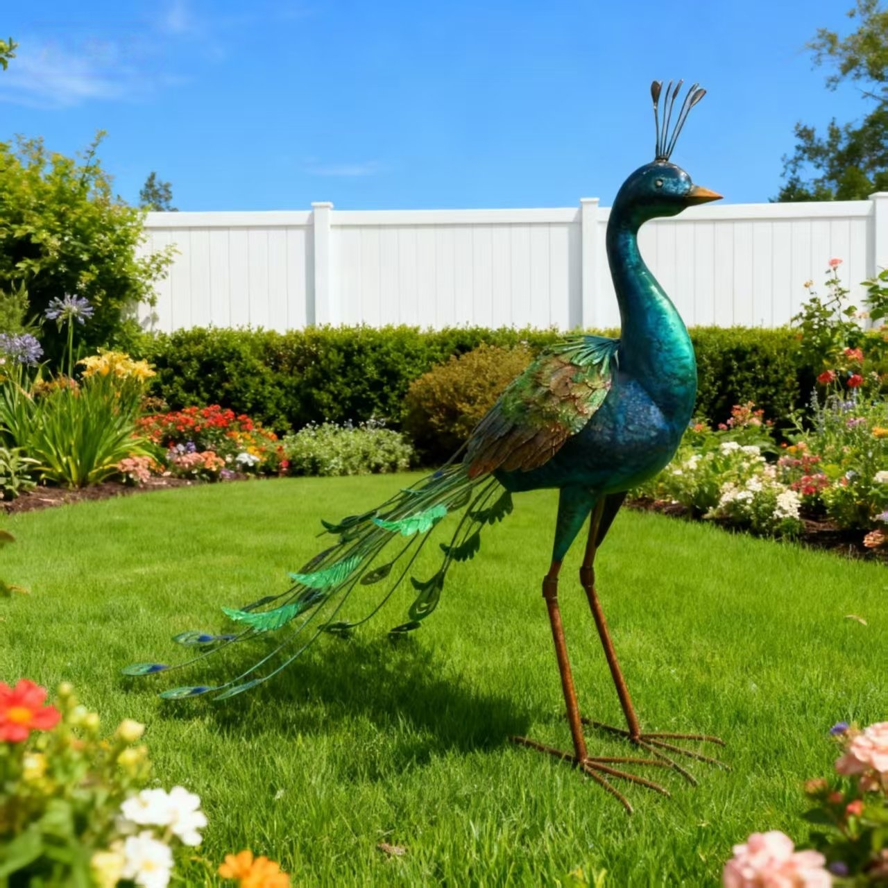 Pareja De Pavos Decorativos De Metal – Estatua De Pavo Real Para Hogar – Regalo Original Art Decó
