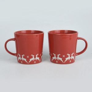 Commercio all'ingrosso classico natale in ceramica tazza di latte su misura per serigrafia con stampa tazza miglior regalo di cervo e neve - Product Image 2