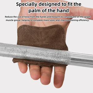 Gants de fitness en cuir pour tractions, protection des paumes, quatre doigts, longueur poignet, antidérapants, pour hommes et femmes - Product Image 4