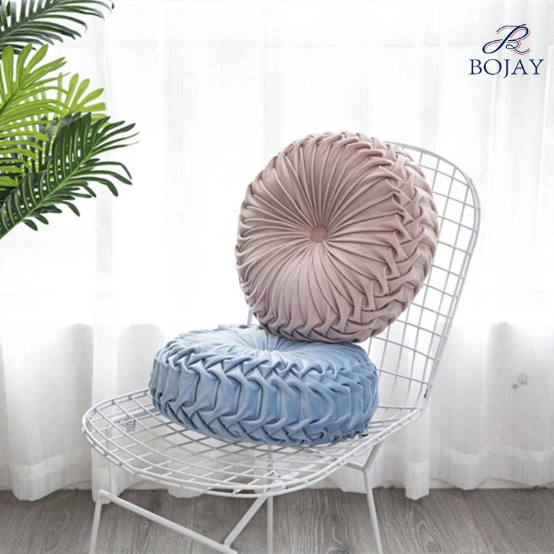 BOJAY Round Wheel Shape Cushion Pumpkin Velvet Throw Pillow