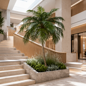 Cycad artificiali per la decorazione di pavimenti in ambienti come agriturismi, club, centri commerciali, corridoi e per paesaggi tropicali. - Product Image 1