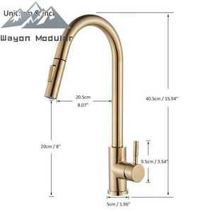 Robinet mélangeur moderne de qualité supérieure en bronze canon, extractible, pour évier de cuisine et lavabo de salle de bain - Product Image 2