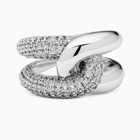 Bagues YUNCHENG en moissanite doublement entrelacées, plaquées or rhodié, pour mariage, fiançailles, anniversaire, fête, cadeau