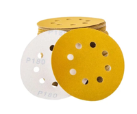 Papier abrasif jaune disque de ponçage 115mm 8 trous crochet et boucle meulage à l'oxyde d'aluminium pour le bois