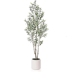 Commercio all'ingrosso della fabbrica di vendita calda al coperto esterno decorativo verde foglie artificiali piantato albero di olivo con la pentola - Product Image 3