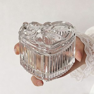 Customizable Wholesale Bowknot Heart-shaped Decoration Glass Elegant Style <b>Dressing</b> <b>Table</b> Jewelry <b>Storage</b> Jewelry Box <b>for</b> Rings - Product Image 3
