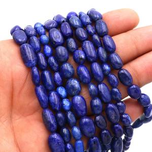 Cuentas de Lapislázuli en forma de pepita, lisas, color azul marino, hilo de piedras preciosas de 13 pulgadas, de 5 mm a 8 mm - Product Image 1