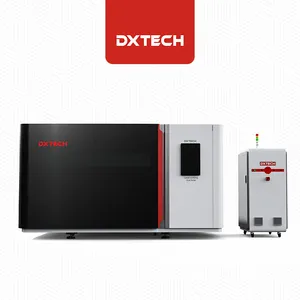 Dxtech mesin pemotong logam lembaran Laser, perlindungan penuh CS Ss aluminium pemotong logam 4000W
