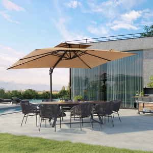 Sombrilla <span class=keywords><strong>de</strong></span> Patio para Exteriores, para Jardín, Terraza o Patio <span class=keywords><strong>de</strong></span> Villa, con Base Pesada, Estructura <span class=keywords><strong>de</strong></span> Acero, Toldo Beige - Product Image 1