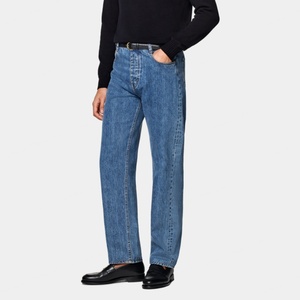Jeans Azules Lavados Personalizados para Hombre, 100% Algodón, Pantalones Vaqueros Clásicos Vintage de Corte Recto y Ajustado - Product Image 2