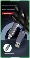 Kabel Data Magnetik Nilon 60W 3A Pengisian Cepat 4 in 1 dengan Gantungan Kunci