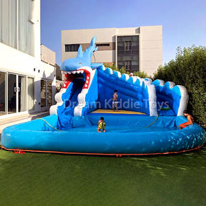Tobogán acuático inflable de tiburón de PVC comercial <span class=keywords><strong>con</strong></span> <span class=keywords><strong>piscina</strong></span>, tobogán acuático para niños, tobogán húmedo y seco, <span class=keywords><strong>casa</strong></span> de rebote a la venta - Product Image 2