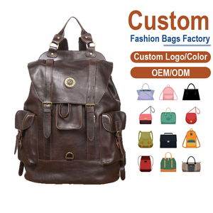 Dark <b>Brown</b> Vintage Leather <b>Backpack</b> with Buckle Flaps & Brass Hardware | Factory Custom OEM/ODM for Travel & Lifestyle Brands - Product Image 1