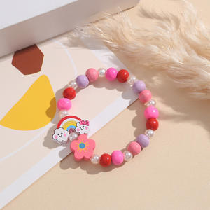 Arco Iris bohemio cuentas de madera encanto pulsera rodio plateado para niños niñ<span class=keywords><strong>as</strong></span> niños como fiesta boda o regalo - Product Image 4