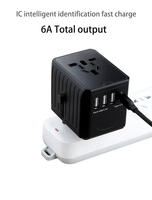 Adaptateur secteur multi-prises Chargeur mondial avec 3 ports USB et Type-C PD/QC3.0 Matériel ignifuge Adaptateur de voyage
